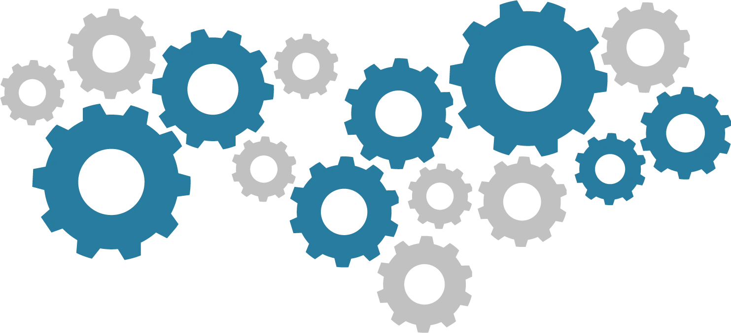 Interconnected Industrial Gears Clipart: Mechanical Synergy in Blue and Gray
