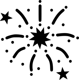 Monochrome Radiant Starburst Fireworks Clipart Design with Celestial Elements