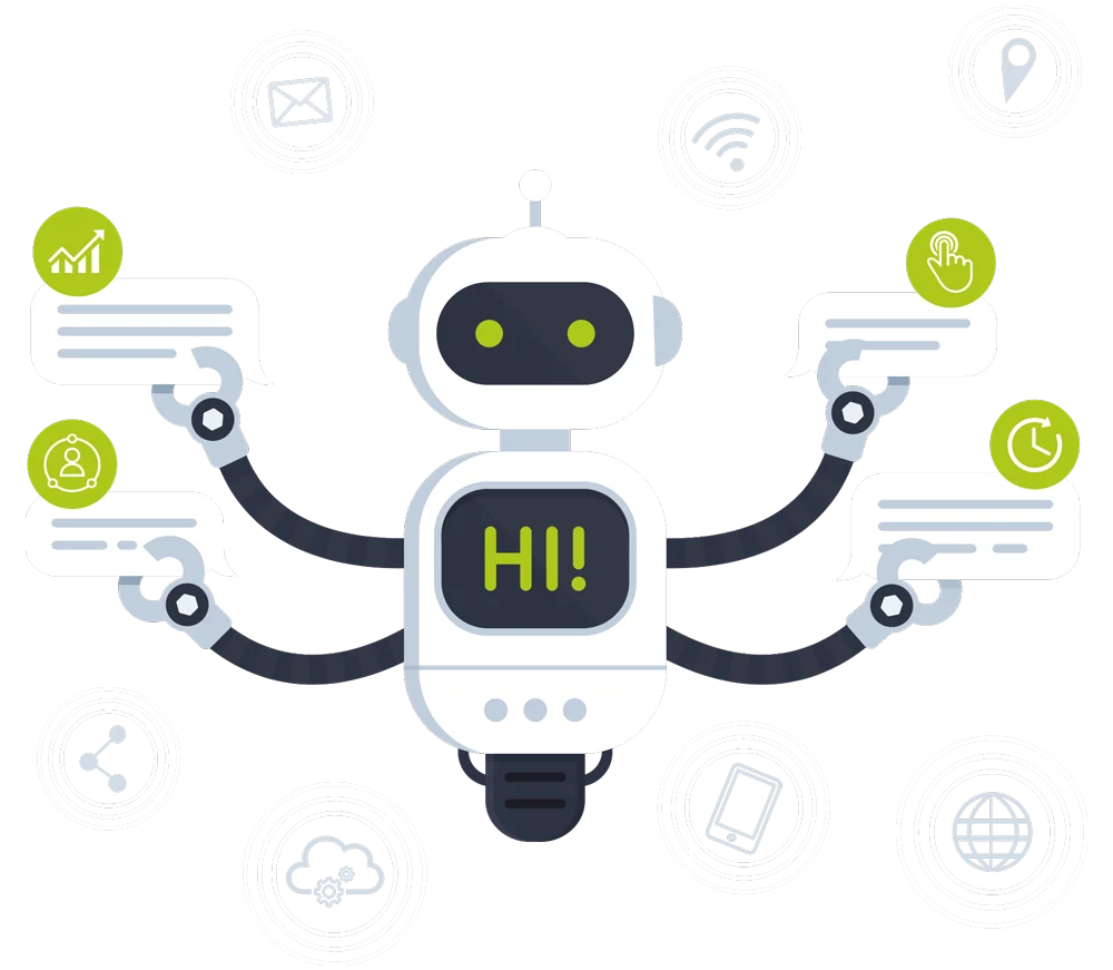 Multifunctional AI Robot Clipart: Intelligent Automation Assistant Illustration