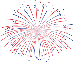 Patriotic Fireworks Burst Clipart - Explosive Red and Blue Star Celebration Design