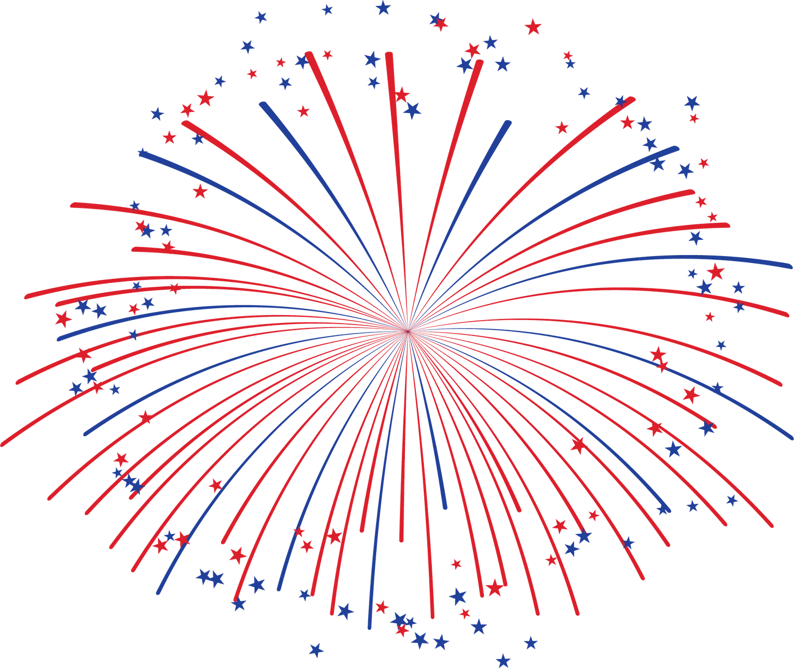 Patriotic Fireworks Burst Clipart - Explosive Red and Blue Star Celebration Design