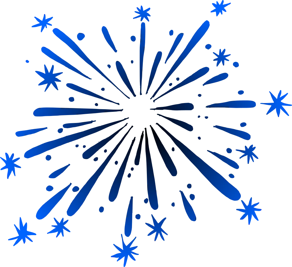 Radiant Blue Starburst Fireworks Clipart - Explosive Celebration Design Element