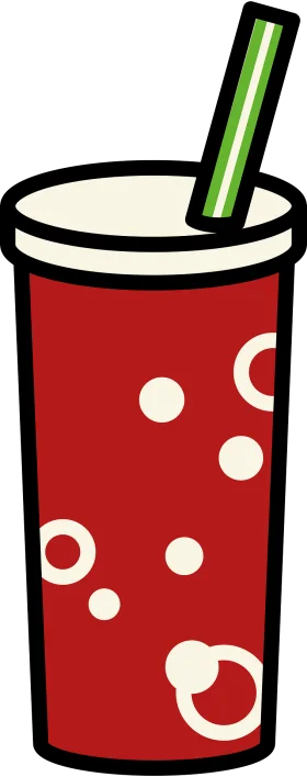 Refreshing Red Polka Dot Beverage Container Clipart with Striped Straw