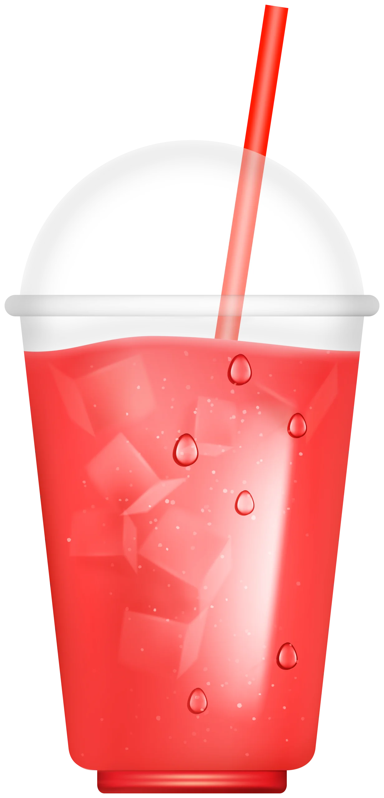 Refreshing Red Summer Smoothie Clipart with Ice Cubes and Straw