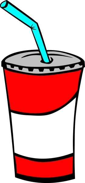 Refreshing Soft Drink Clipart with Turquoise Straw in Stylized Cup
