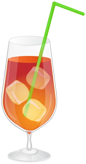 Refreshing Summer Sunset Cocktail Clipart with Lime Green Straw and Ice