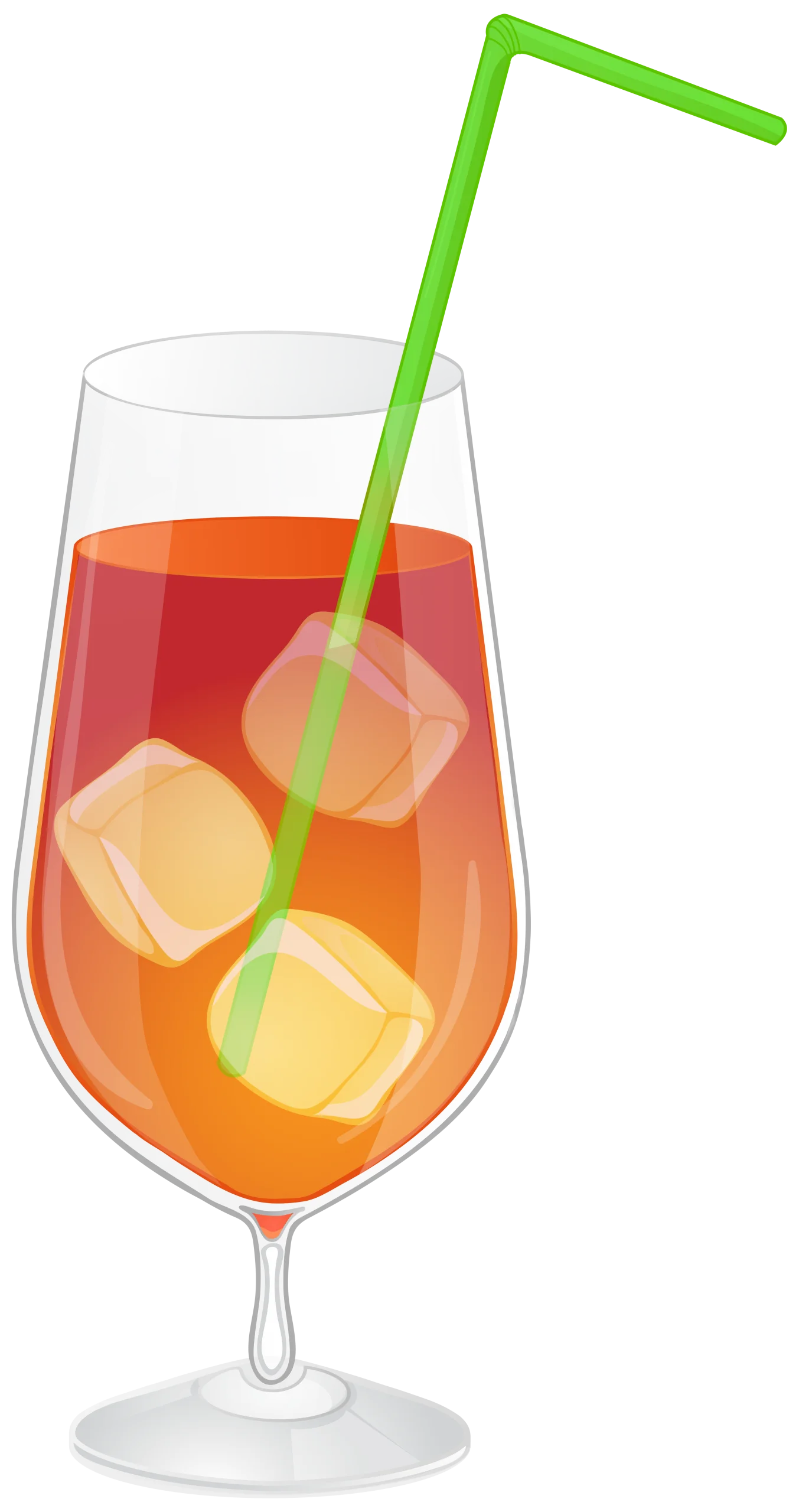Refreshing Summer Sunset Cocktail Clipart with Lime Green Straw and Ice