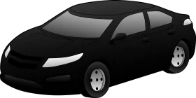Sleek Modern Black Electric Sedan Clipart Illustration Design