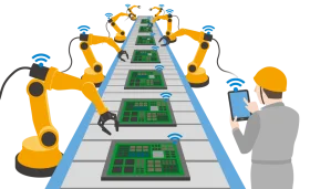 Smart Factory Automation Clipart: Robotic Assembly Line with Industrial Precision
