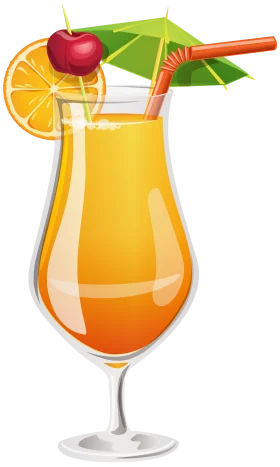 Tropical Sunset Cocktail Clipart - Refreshing Summer Beverage Illustration