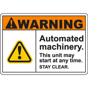 Warning Clipart: Automated Machinery Safety Alert Caution Sign Design
