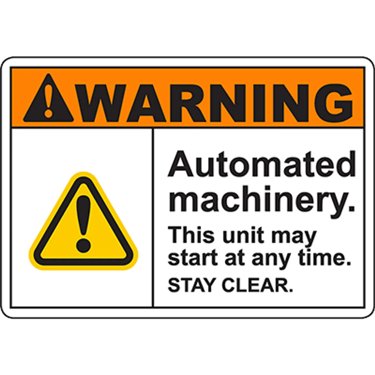Warning Clipart: Automated Machinery Safety Alert Caution Sign Design
