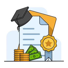 Academic Achievement and Financial Investment Graduation Clipart Illustration