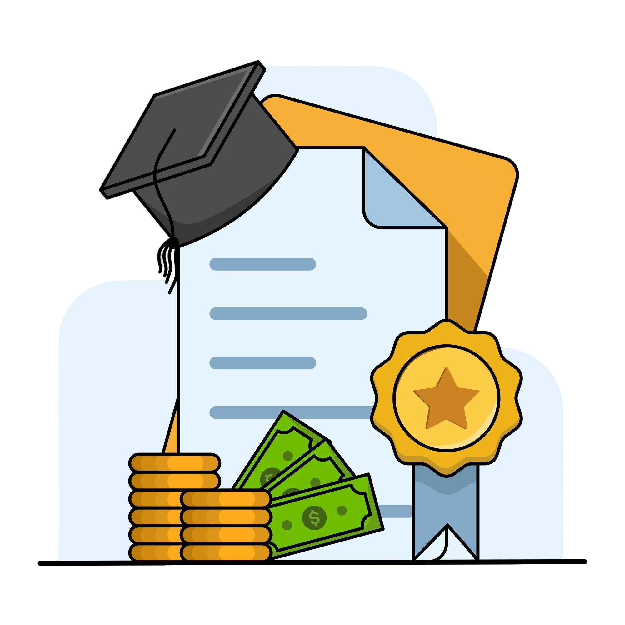 Academic Achievement and Financial Investment Graduation Clipart Illustration