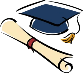Academic Achievement Diploma and Graduation Cap Clipart Symbolizing Educational Success