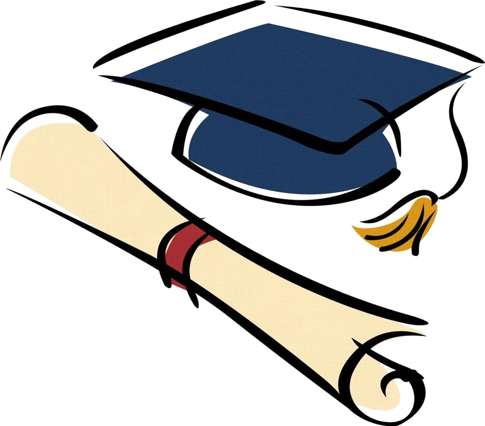 Academic Achievement Diploma and Graduation Cap Clipart Symbolizing Educational Success