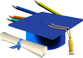 Blue Graduation Cap and Diploma Clipart Symbolizing Academic Achievement and Success
