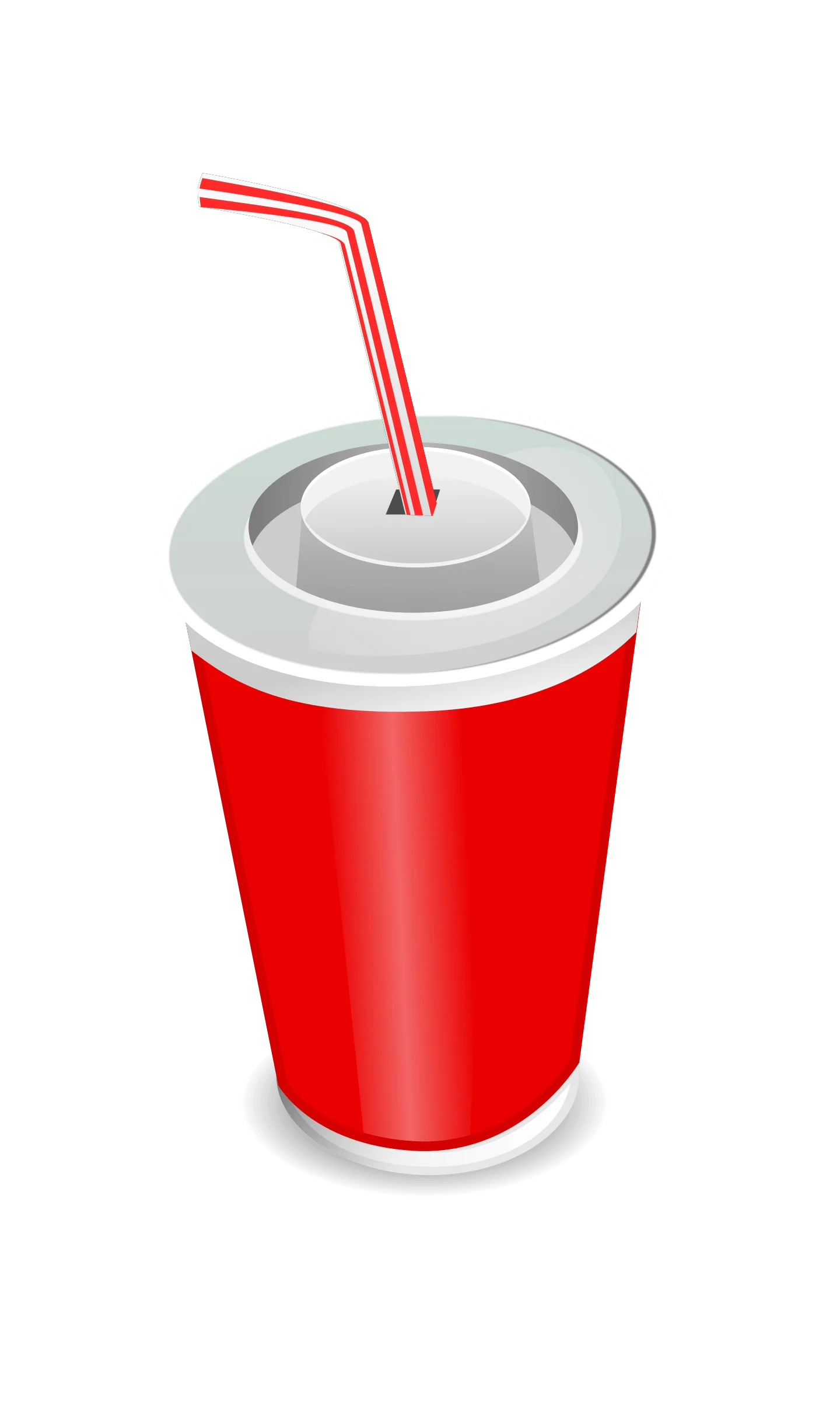 Bright Red Disposable Soda Cup with Striped Straw Clipart Illustration