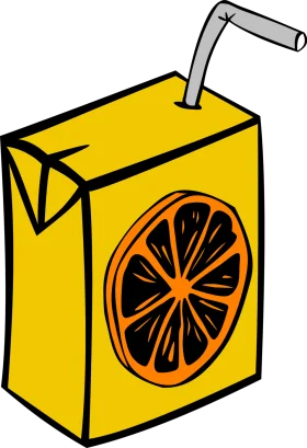 Bright Yellow Orange Juice Beverage Carton Clipart Design with Straw
