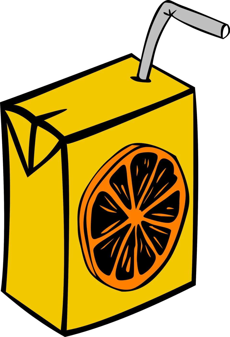 Bright Yellow Orange Juice Beverage Carton Clipart Design with Straw
