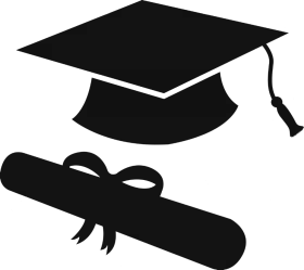Classic Black Graduation Cap and Diploma Scroll Clipart Symbol of Academic Achievement