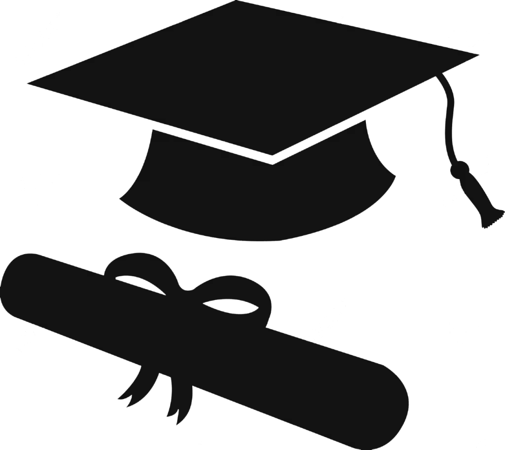 Classic Black Graduation Cap and Diploma Scroll Clipart Symbol of Academic Achievement