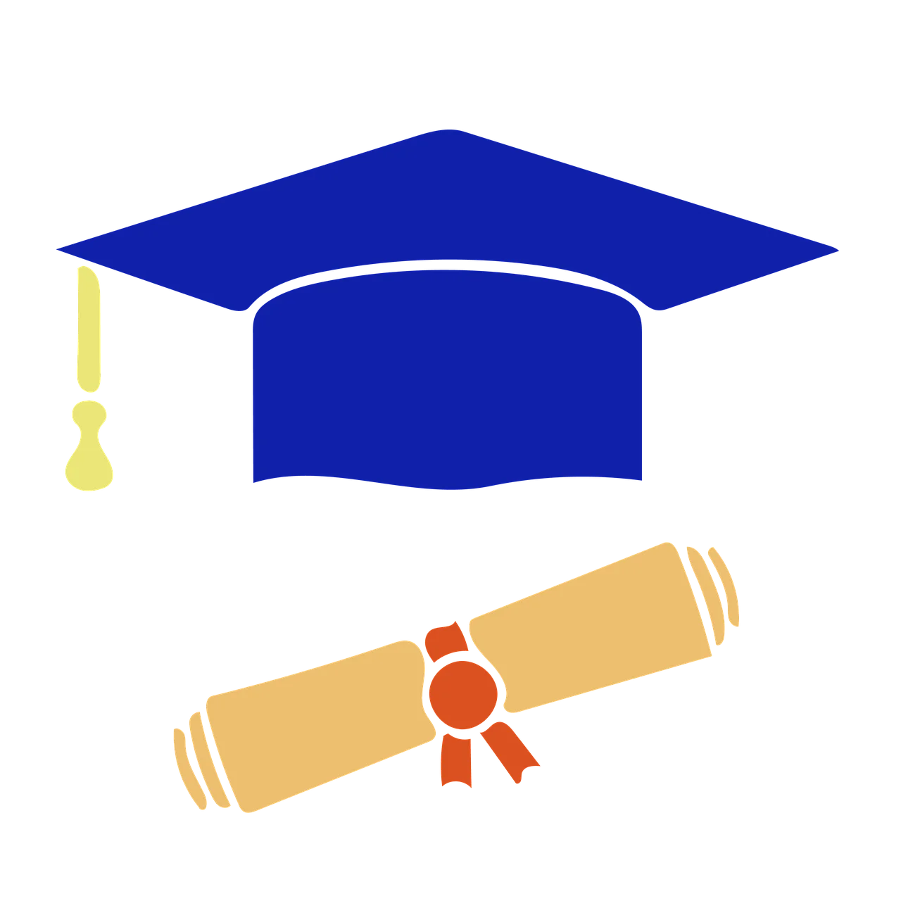 Classic Blue Graduation Cap and Diploma Scroll Clipart Design for Academic Achievement