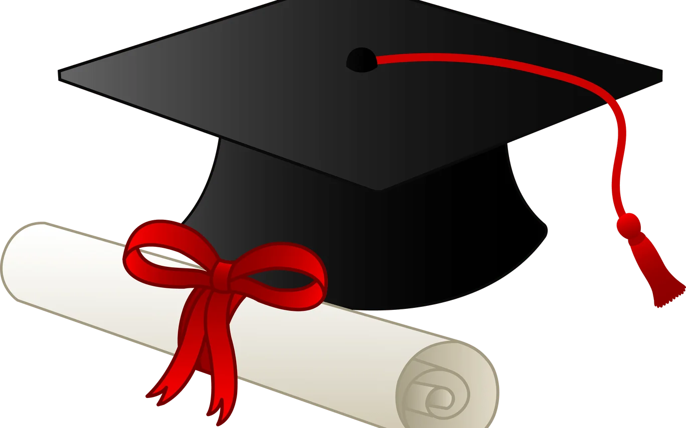 Classic Graduation Cap and Diploma Clipart Symbolizing Academic Achievement