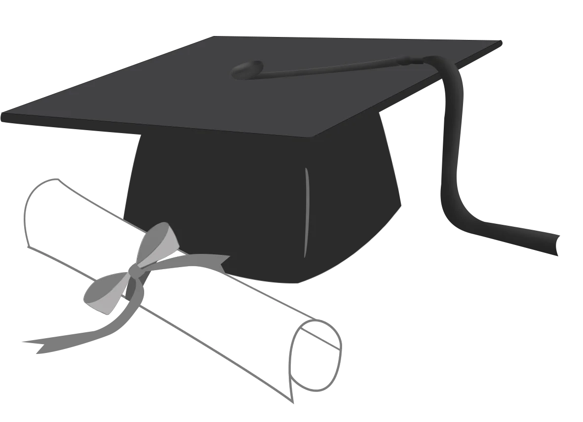 Classic Graduation Cap and Diploma Clipart Symbolizing Academic Achievement