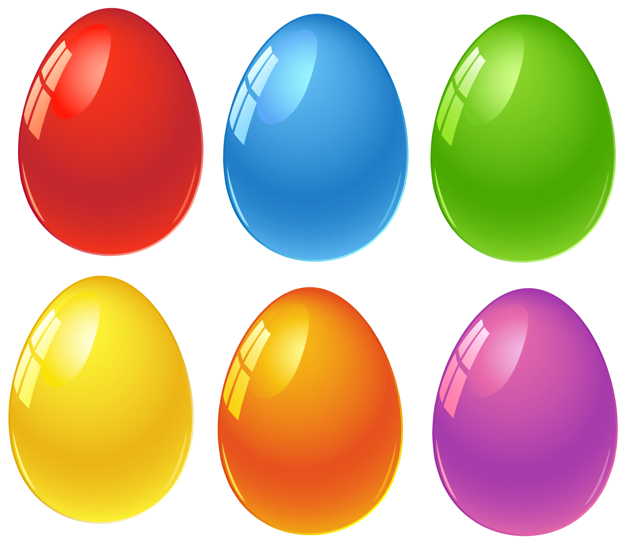 Colorful Easter Egg Clipart Collection - Glossy Rainbow Egg Illustration Design
