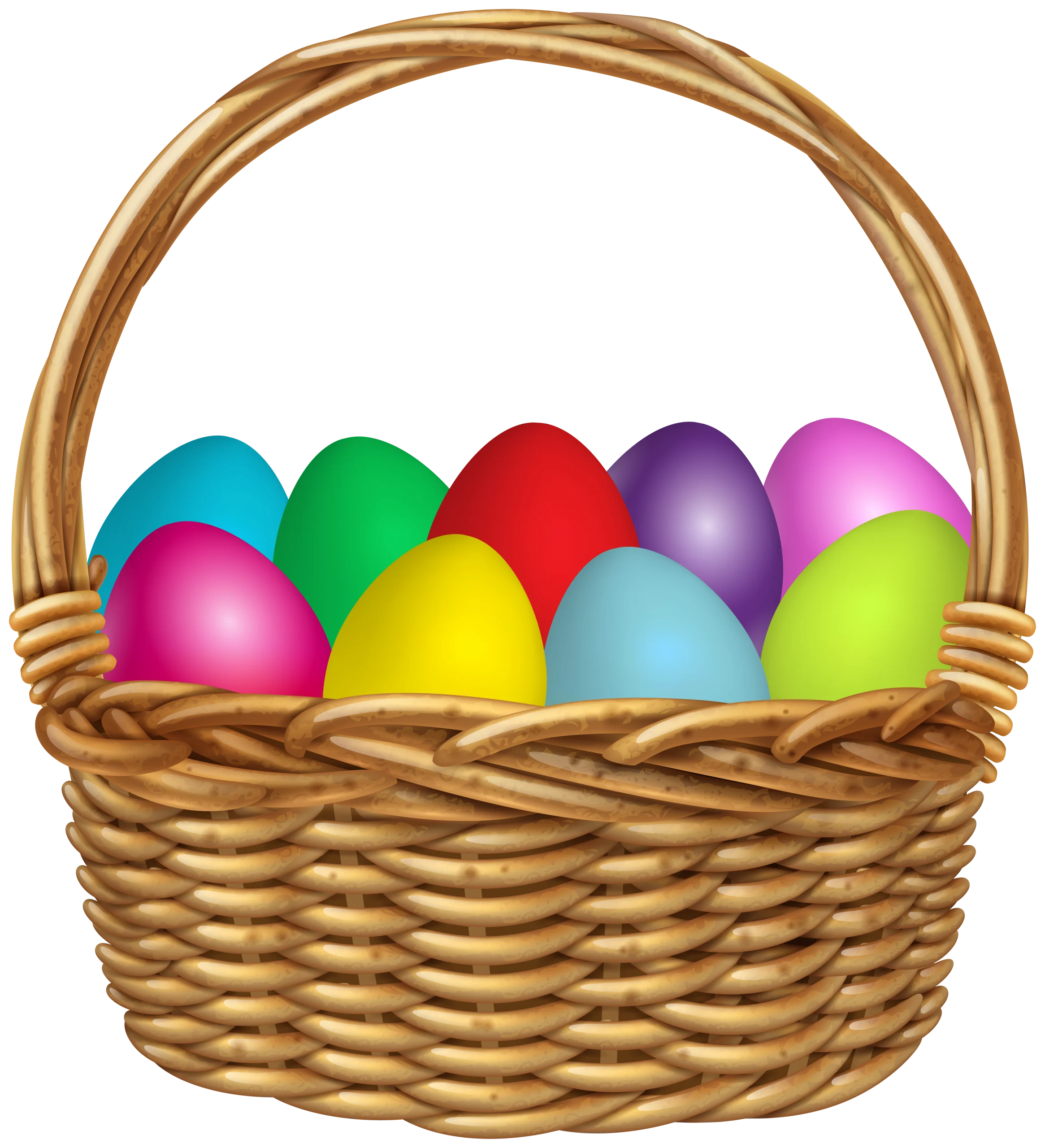Colorful Easter Egg Clipart: Festive Basket Filled with Rainbow-Hued Delights
