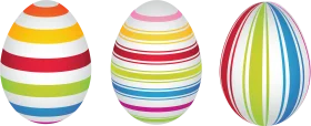 Colorful Easter Eggs Clipart with Playful Horizontal and Vertical Stripes Design
