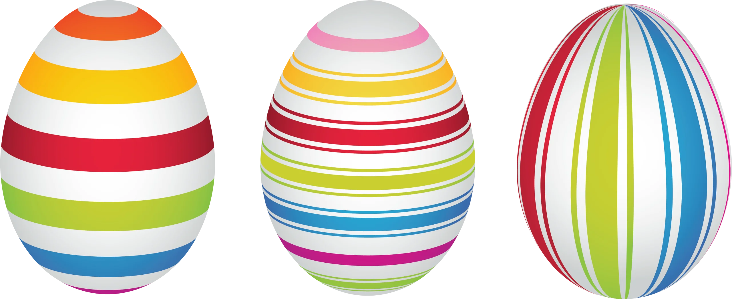 Colorful Easter Eggs Clipart with Playful Horizontal and Vertical Stripes Design