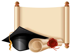 Elegant Academic Achievement Diploma Clipart with Graduation Cap and Scroll