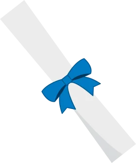 Elegant Blue Ribbon Adorned Diploma Clipart with Sophisticated Bow Design