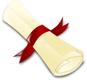 Elegant Diploma Clipart Illustration with Crimson Ribbon Scroll Design