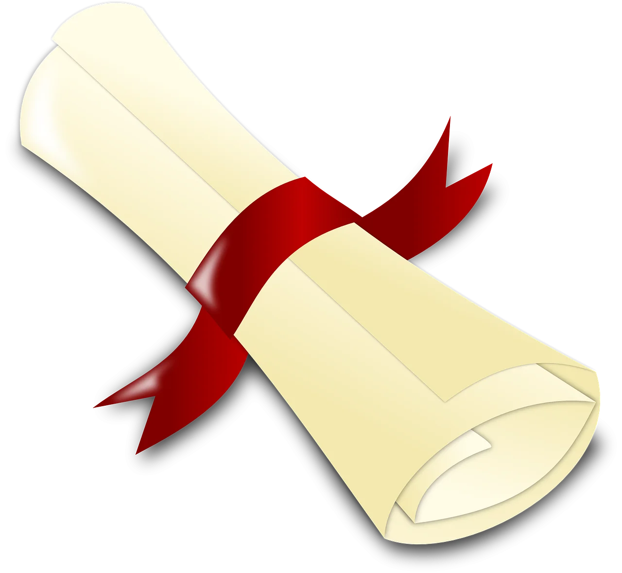 Elegant Diploma Clipart Illustration with Crimson Ribbon Scroll Design