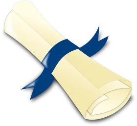 Elegant Diploma Clipart Scroll Tied with Rich Blue Ribbon Symbolizing Achievement
