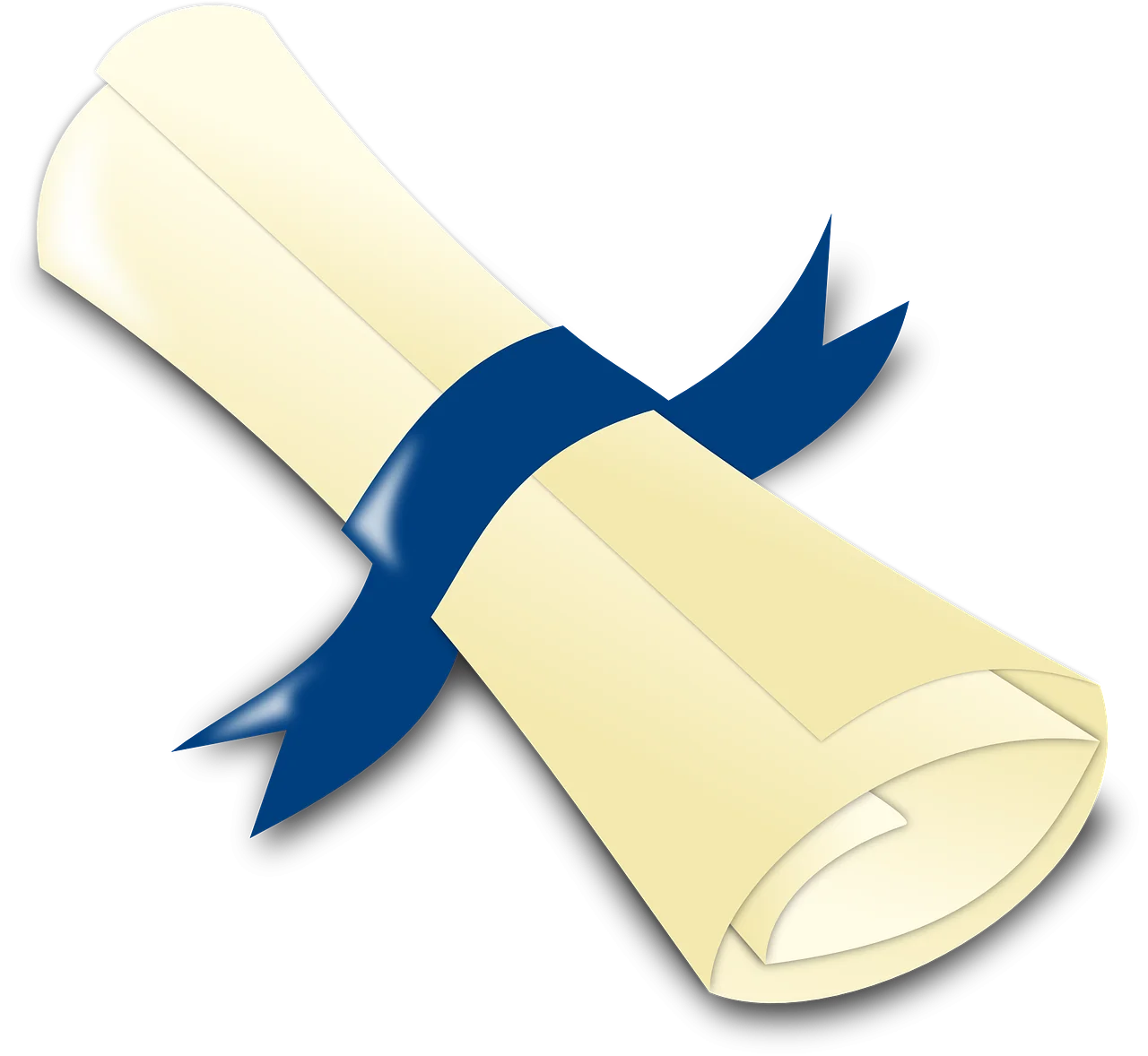 Elegant Diploma Clipart Scroll Tied with Rich Blue Ribbon Symbolizing Achievement