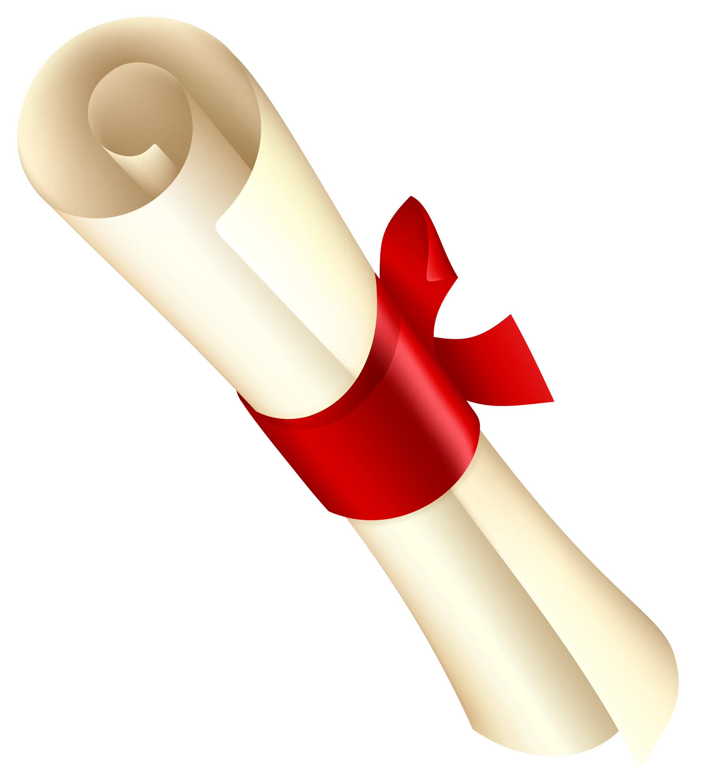 Elegant Diploma Scroll Clipart with Crimson Ribbon Symbolizing Achievement