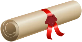 Elegant Diploma Scroll Clipart with Crimson Seal and Ribbon Embellishment