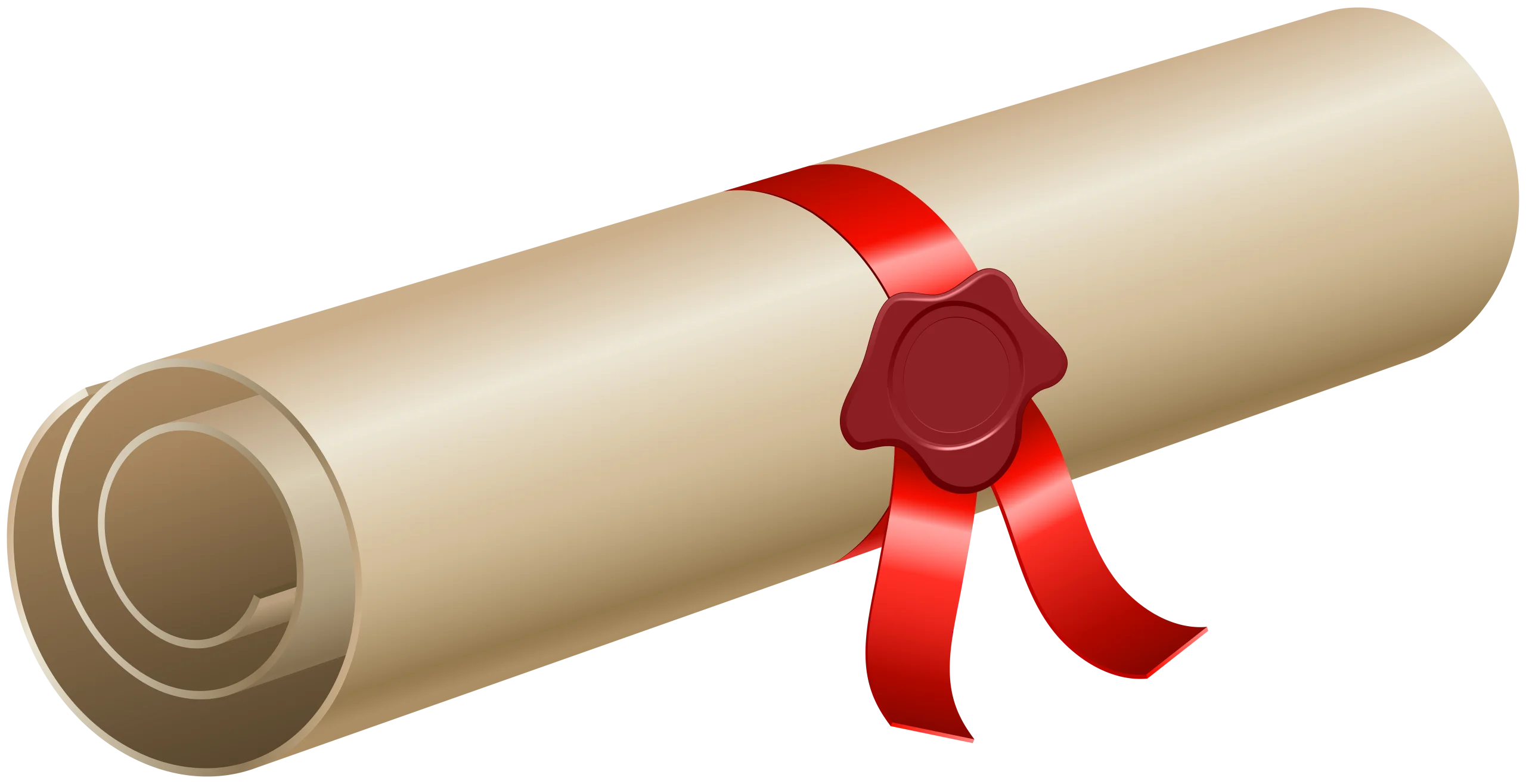 Elegant Diploma Scroll Clipart with Crimson Seal and Ribbon Embellishment