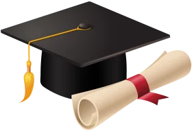 Elegant Graduation Celebration Clipart: Mortarboard and Diploma Symbolizing Academic Achievement