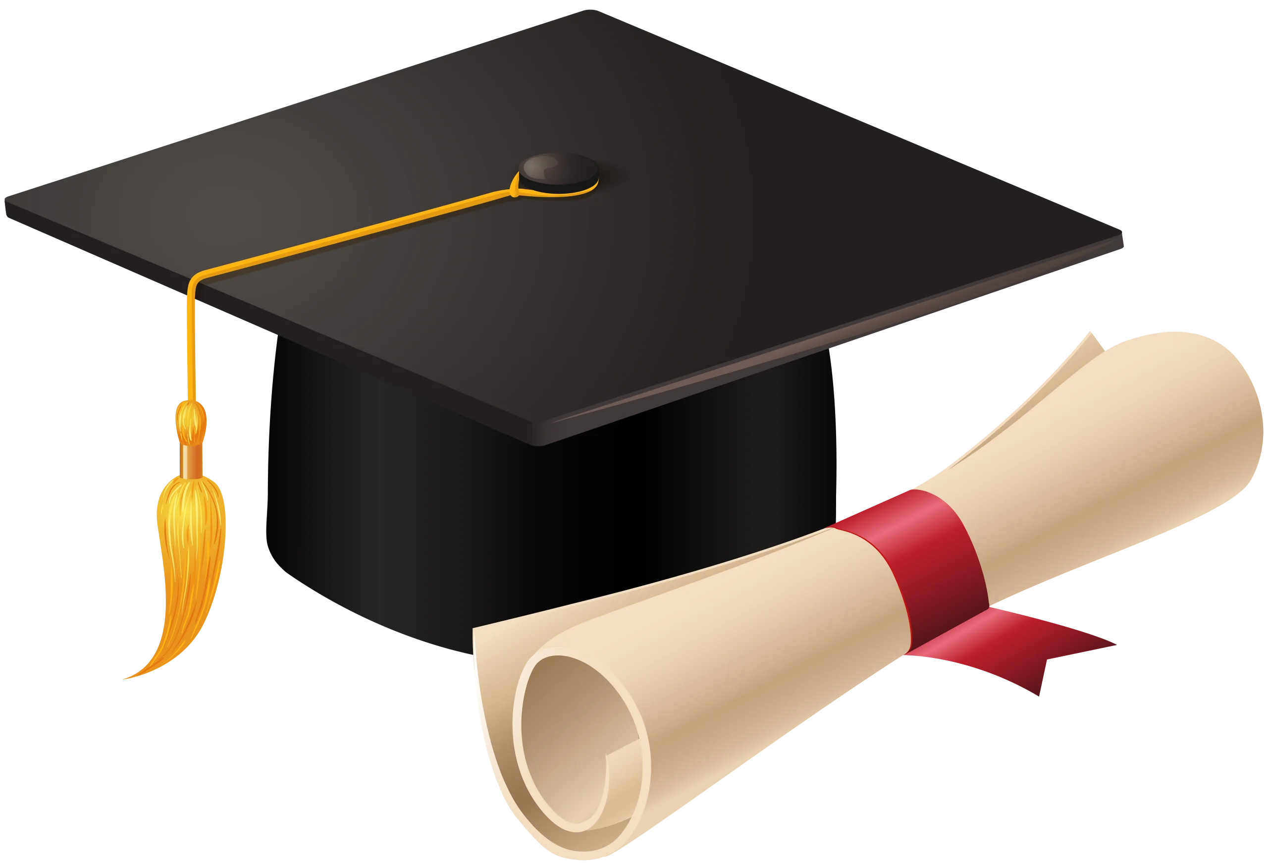 Elegant Graduation Celebration Clipart: Mortarboard and Diploma Symbolizing Academic Achievement