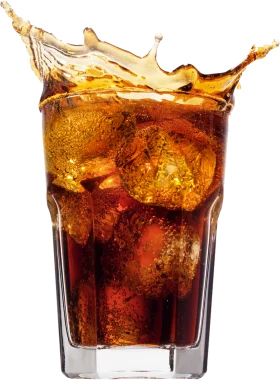 Explosive Cola Splash Clipart: Refreshing Soda Burst with Ice Cubes Dynamic Design