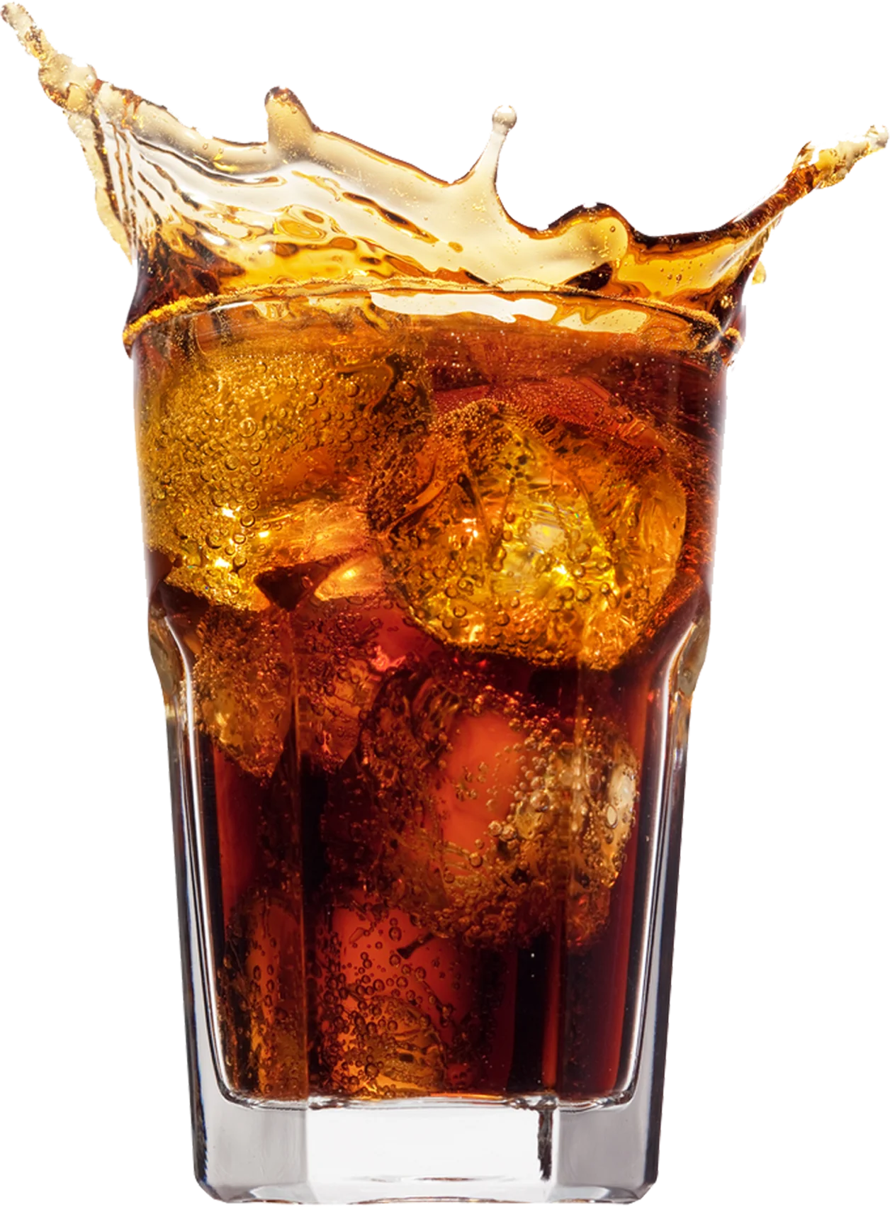 Explosive Cola Splash Clipart: Refreshing Soda Burst with Ice Cubes Dynamic Design