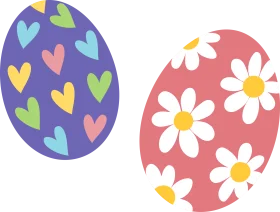 Festive Easter Eggs Clipart - Playful Pastel Hearts and Cheerful Daisy Designs