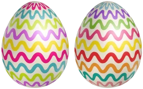 Festive Easter Eggs Clipart with Colorful Wavy Patterns and Rainbow Hues
