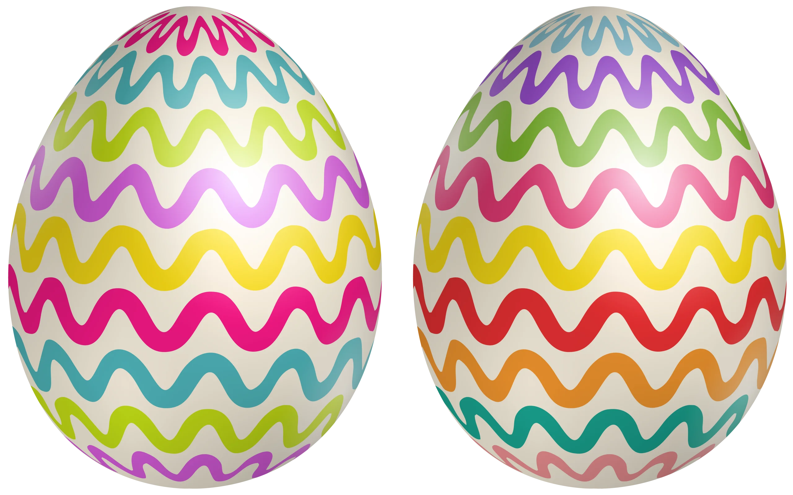 Festive Easter Eggs Clipart with Colorful Wavy Patterns and Rainbow Hues