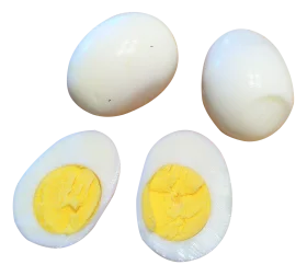 Fresh Boiled Eggs Clipart: Whole and Halved Eggs with Golden Yolk Illustration